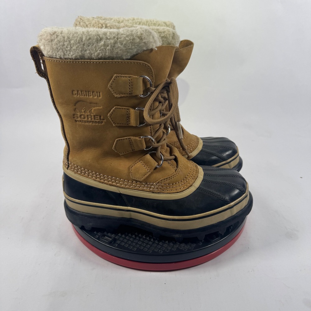 Women's Tan Sorel Caribou Winter Boots Waterproof Size 6 Removable Liner - Picture 5 of 10